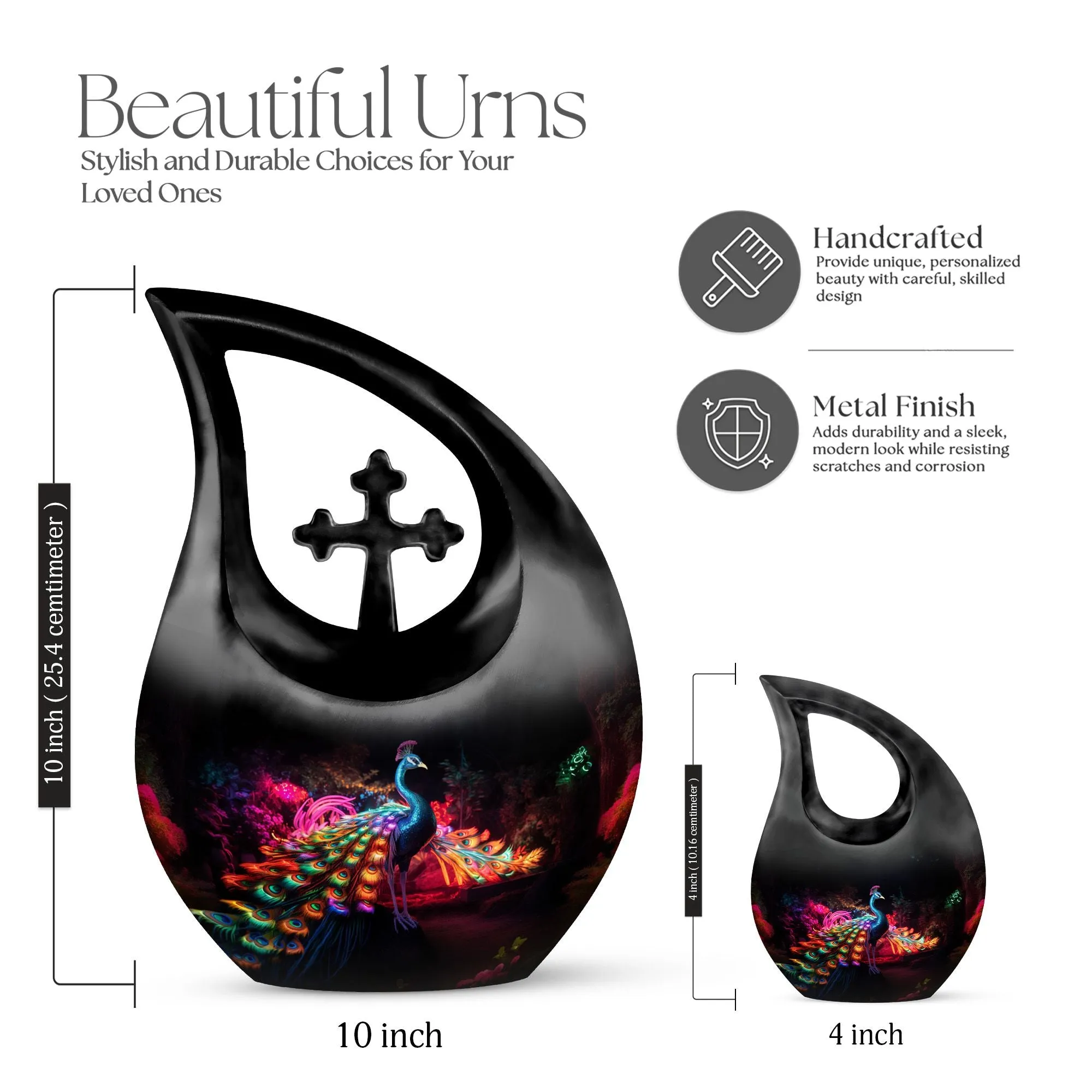 Affordable Peacock cremation urn for large adults