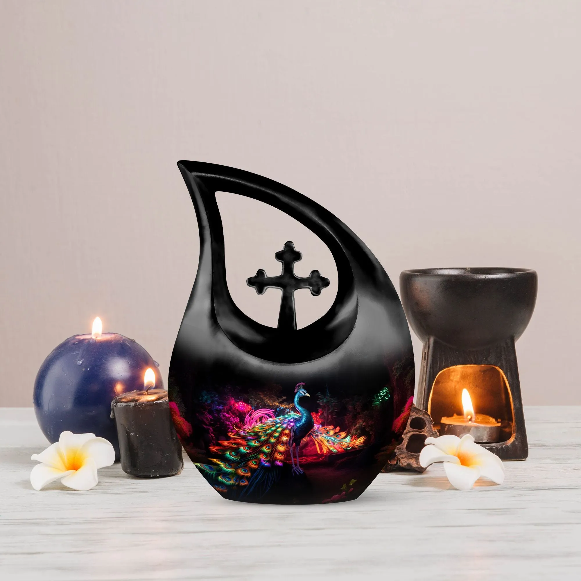 Affordable Peacock cremation urn for large adults