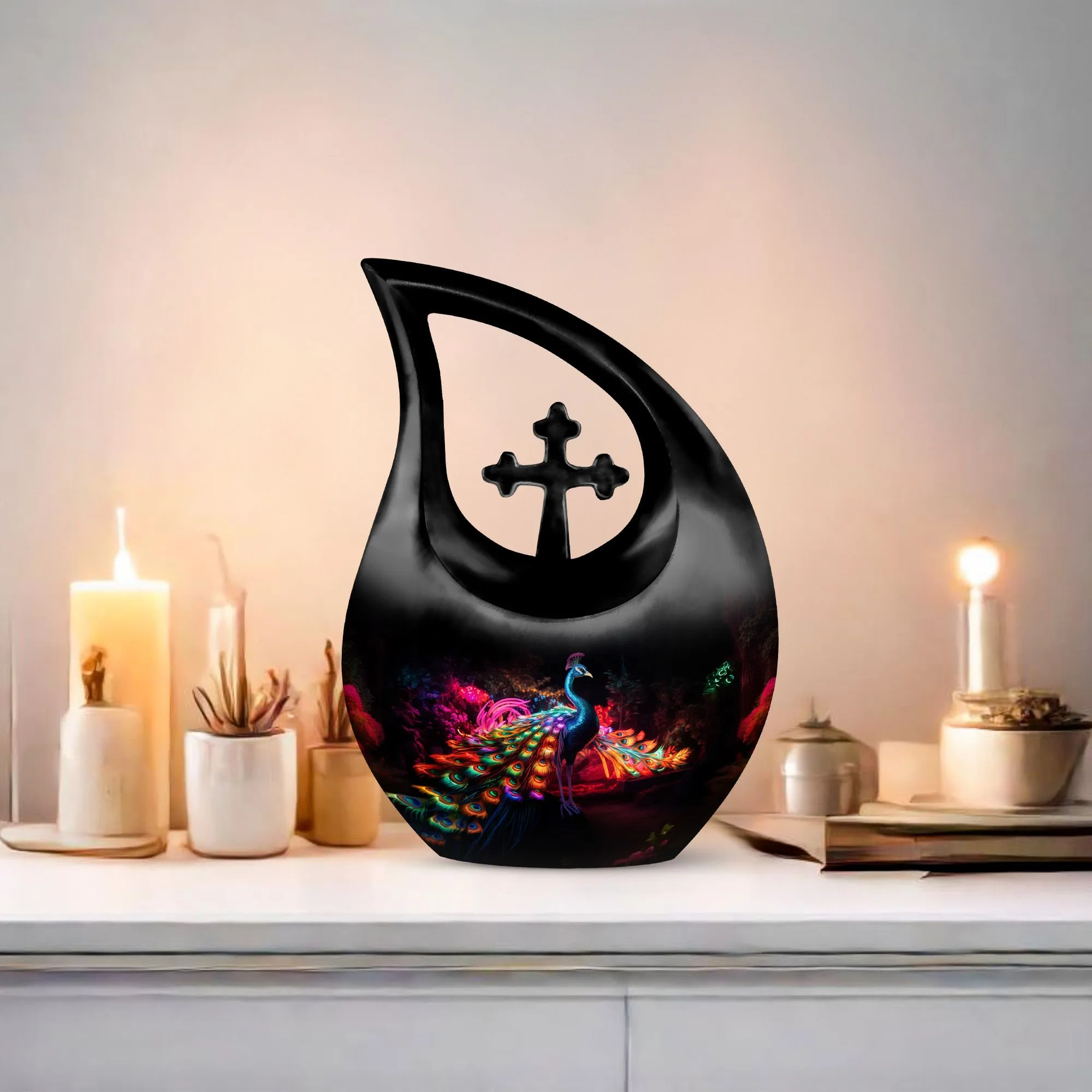 Affordable Peacock cremation urn for large adults