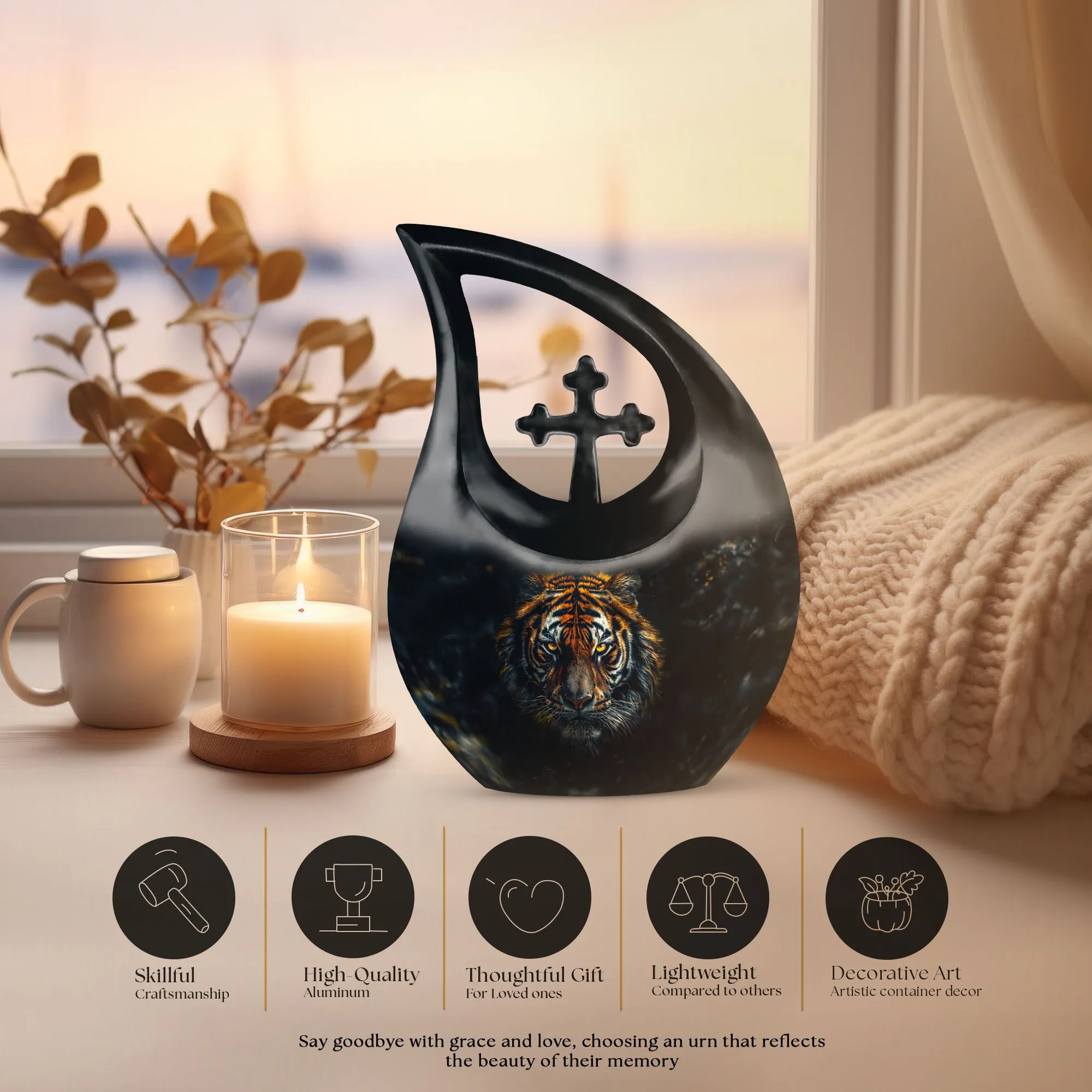 All Faith Tiger custom made cremation urn ash remains keepsakes