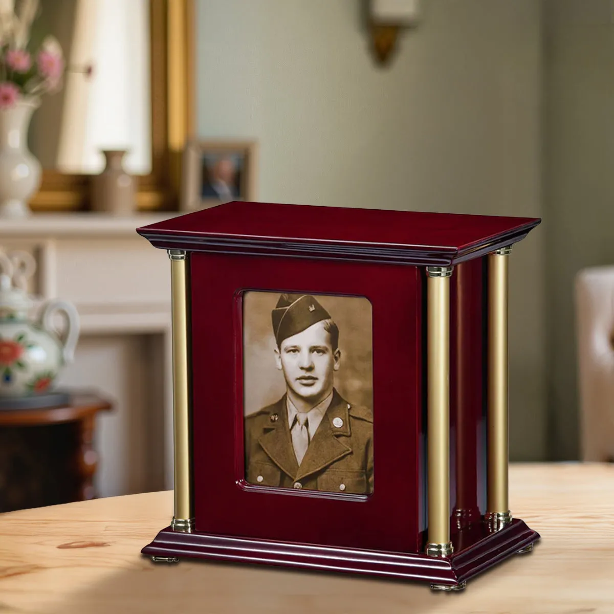 Allegiance -w. columns Photo wood Urn