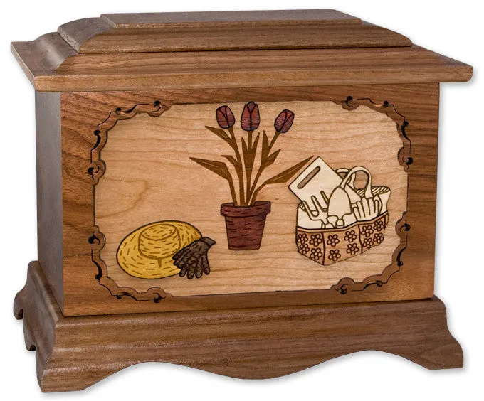 Ambassador Gardener Cremation Urn with Wood Inlay Art