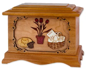 Ambassador Gardener Cremation Urn with Wood Inlay Art