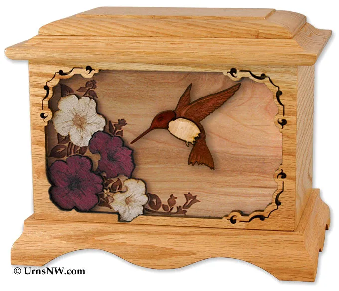 Ambassador Hummingbird Cremation Urn with Wood Art Inlay