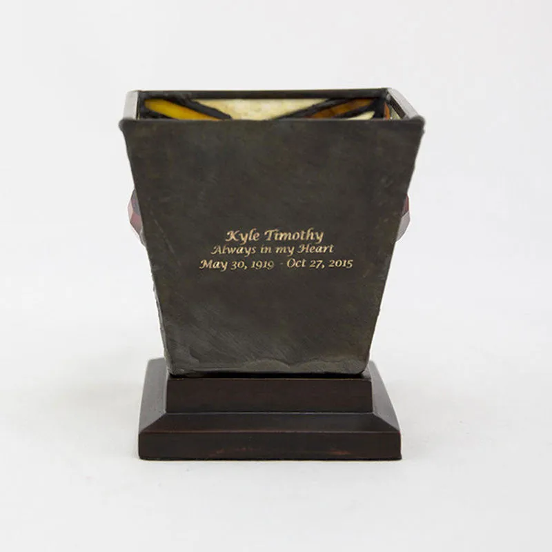 Amber Mission Stained Glass Keepsake Urn and Candle Holder