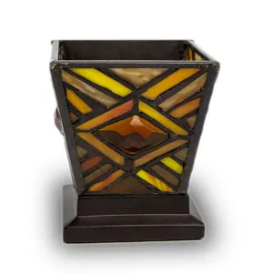 Amber Mission Stained Glass Keepsake Urn and Candle Holder