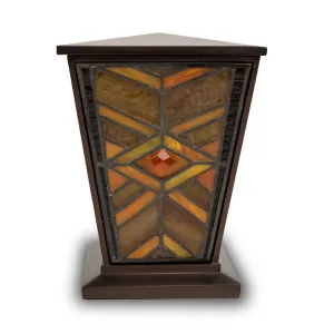 Amber Mission Style Stained Glass Cremation Urn in Medium