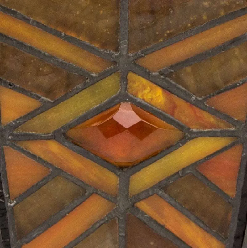 Amber Mission Style Stained Glass Cremation Urn in Medium