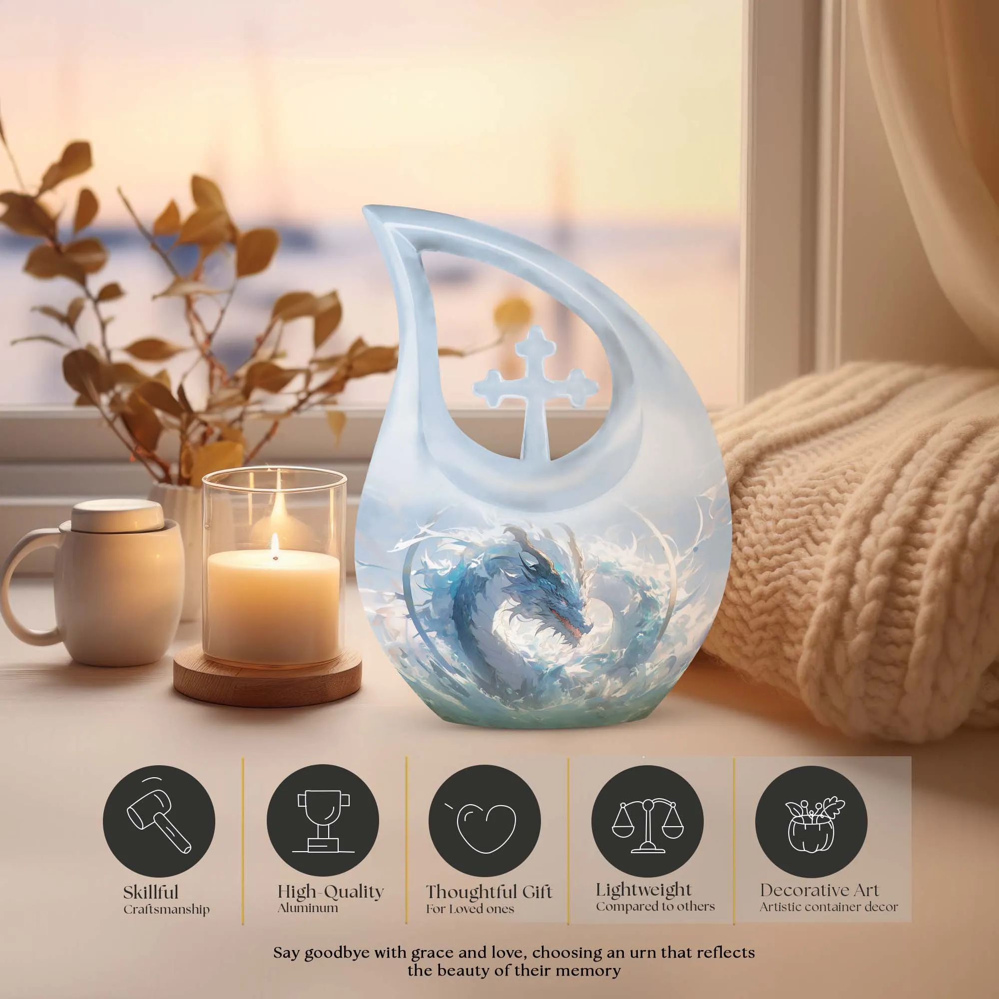 Aqua Fury Urn - Small Keepsake Urn For Human Ashes