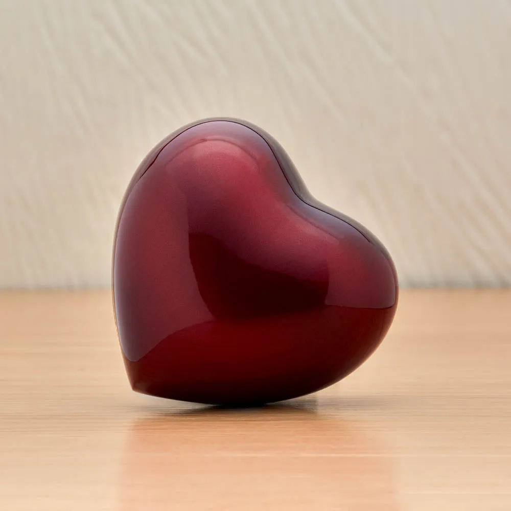 Arielle Heart Urn Keepsake in Ruby Red