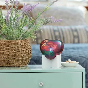 Arielle Raku Heart Large Cremation Urn | Heart Keepsake | Holds up to a 20 # Pet