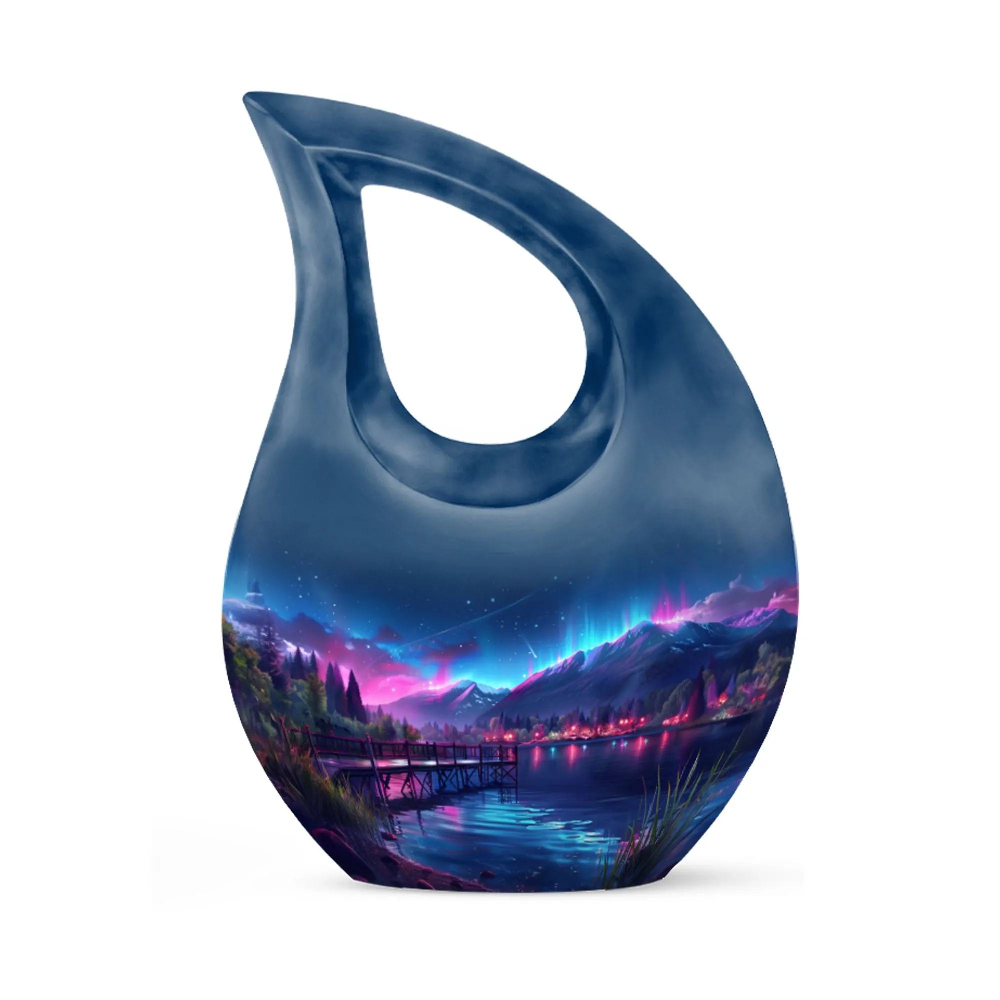 Aurora Borealis Metal Memorial Cremation Urn For Ashes