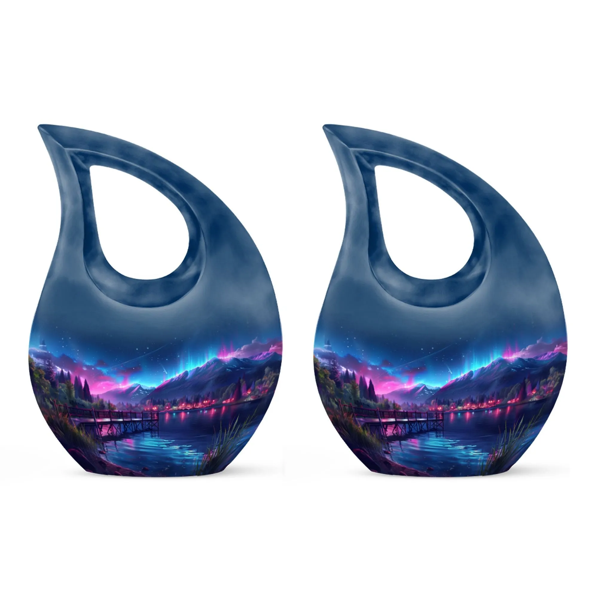 Aurora Borealis Metal Memorial Cremation Urn For Ashes