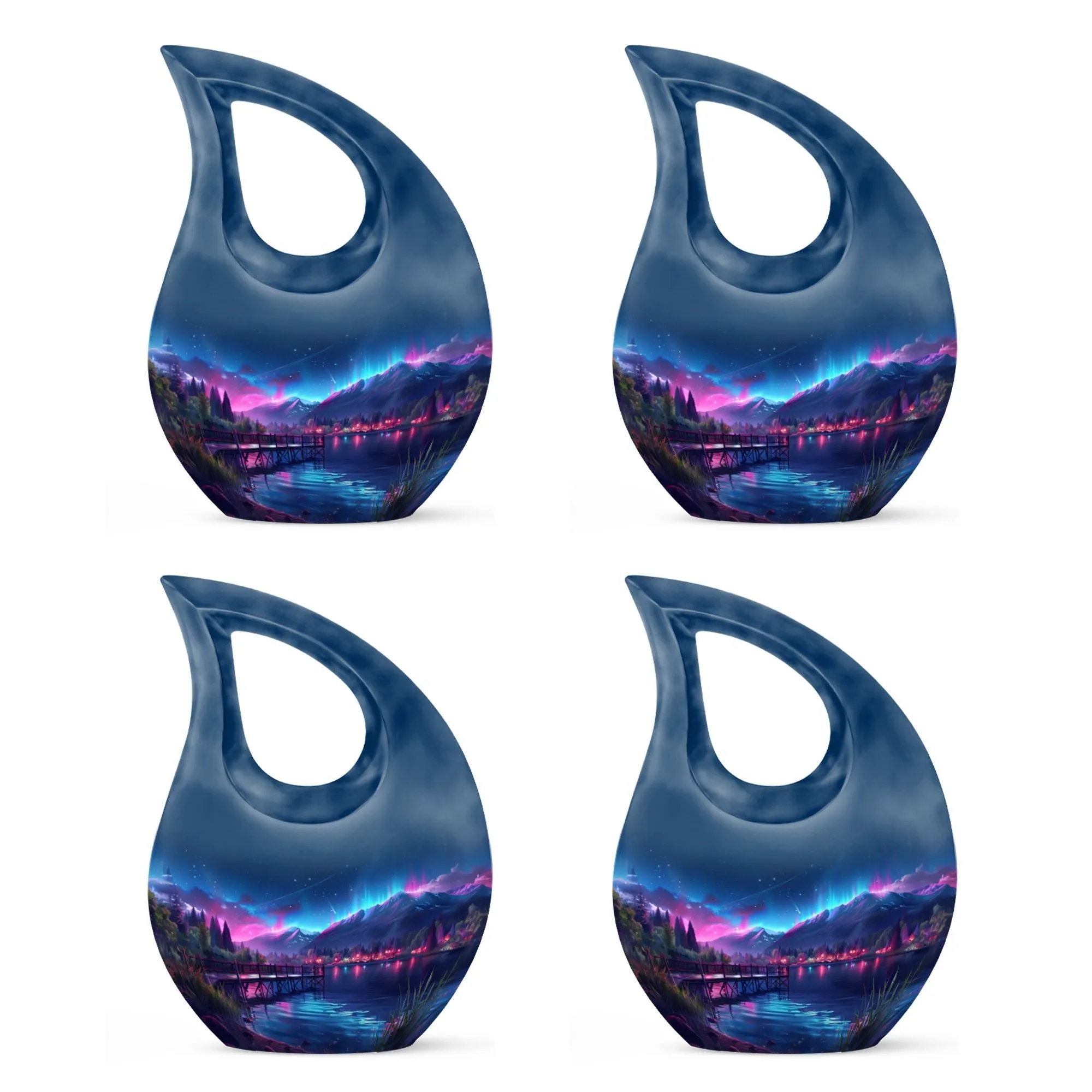 Aurora Borealis Metal Memorial Cremation Urn For Ashes