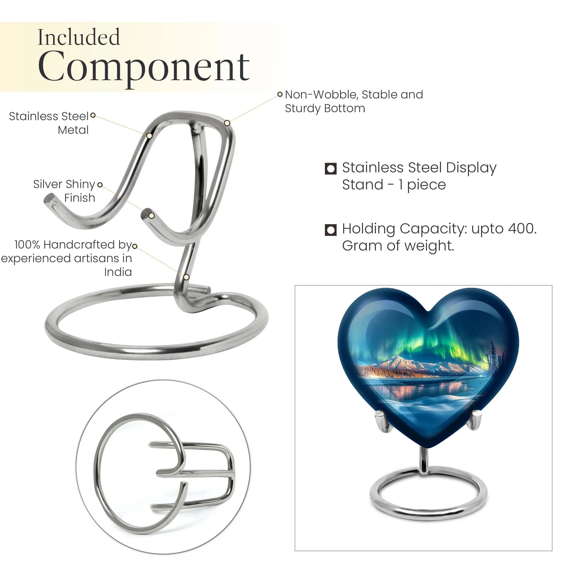 Aurora Borealis Reflection: Heart Themed Large Memorial Urn