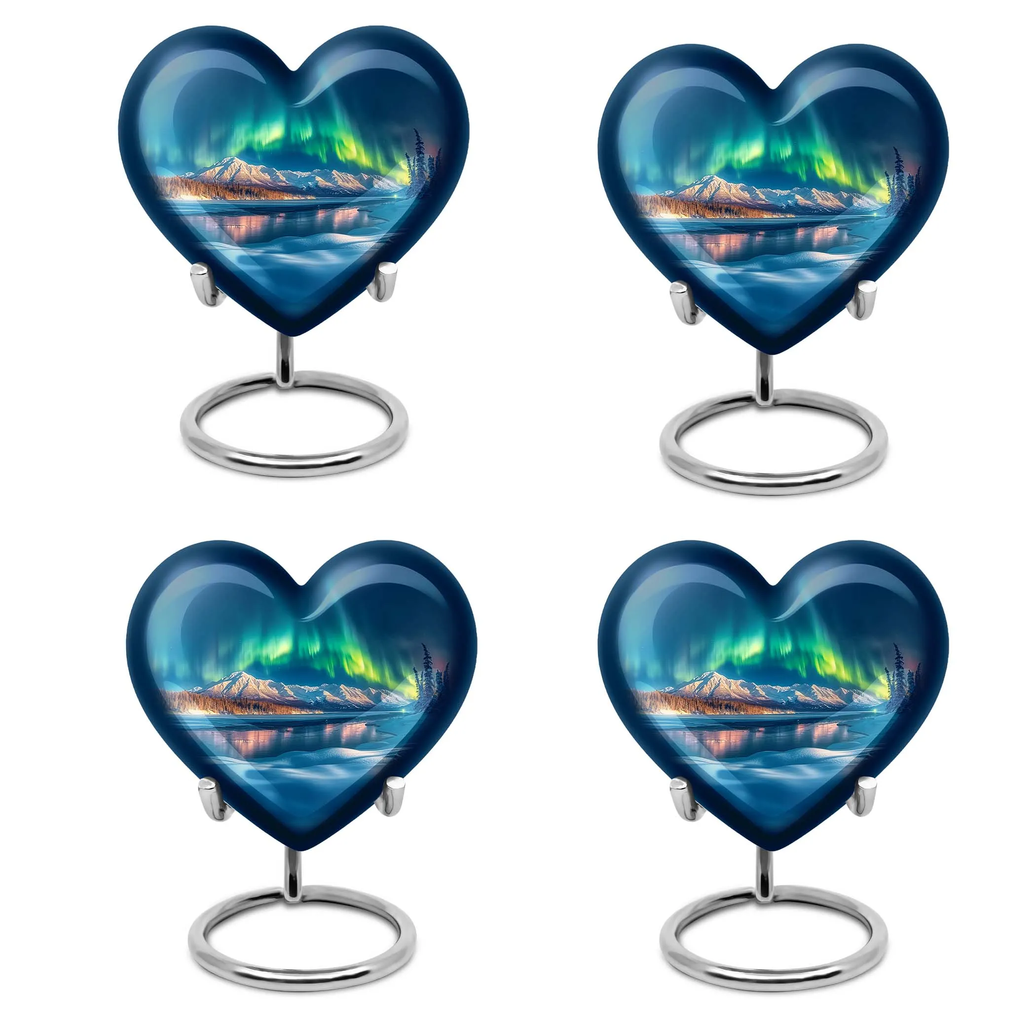 Aurora Borealis Reflection: Heart Themed Large Memorial Urn
