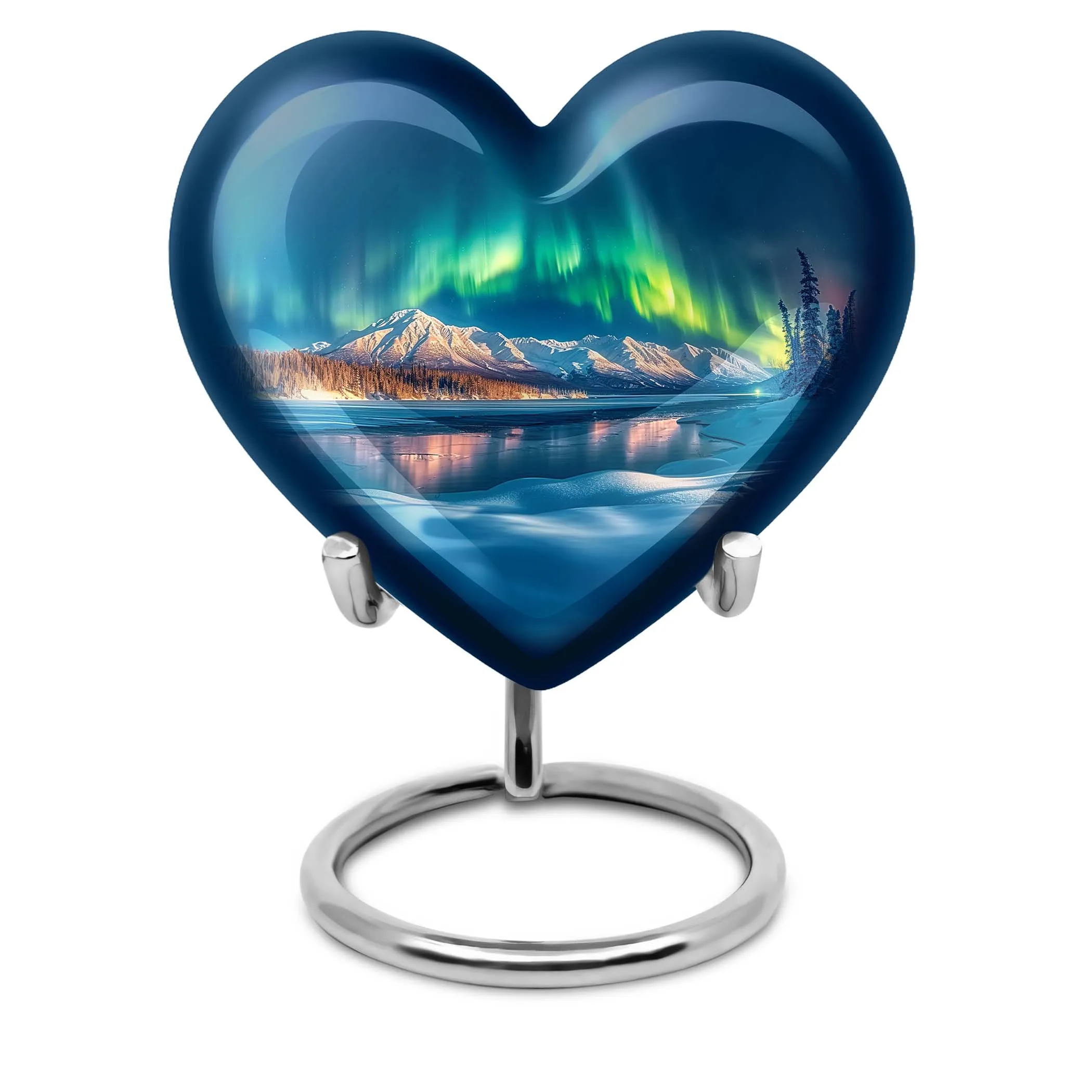 Aurora Borealis Reflection: Heart Themed Large Memorial Urn