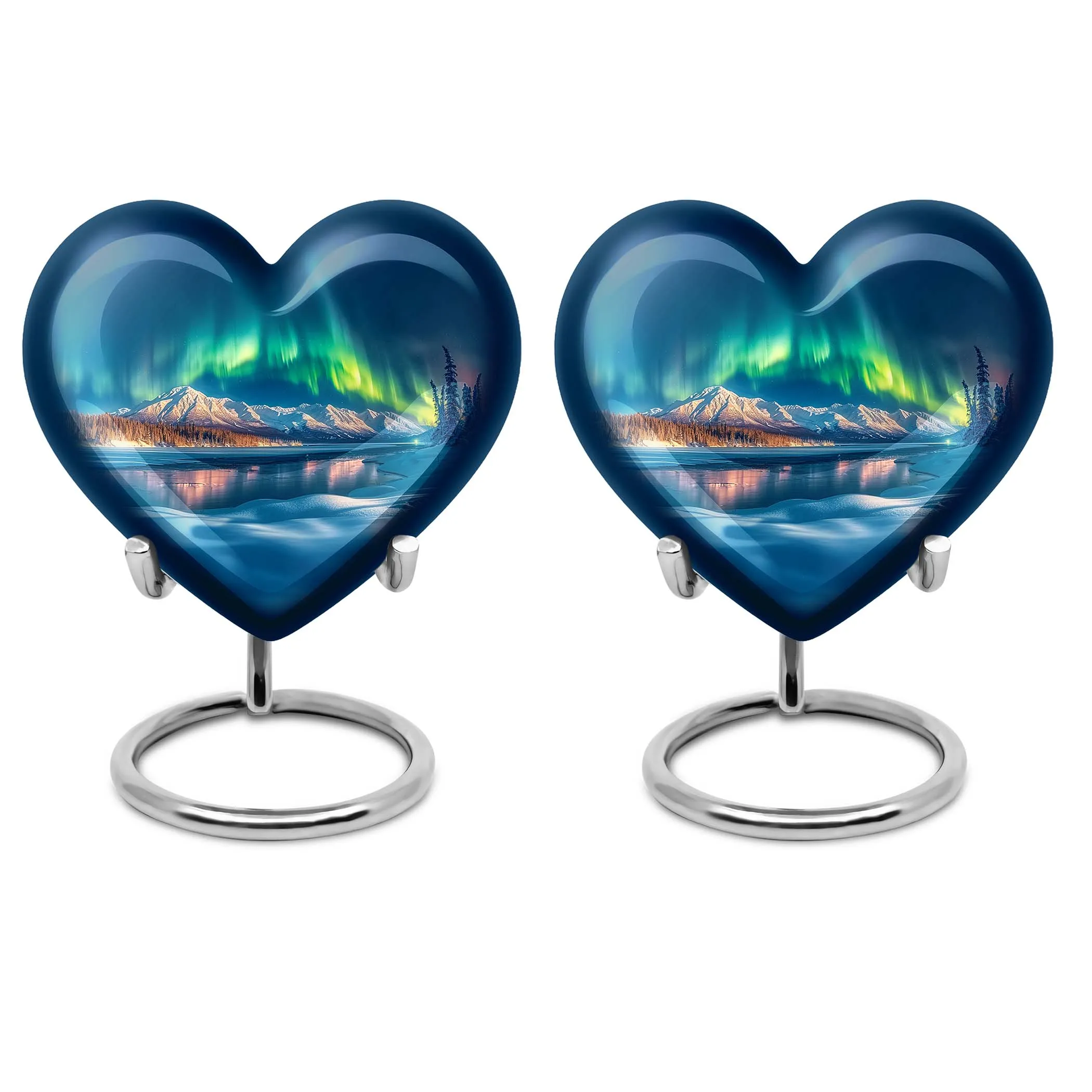 Aurora Borealis Reflection: Heart Themed Large Memorial Urn