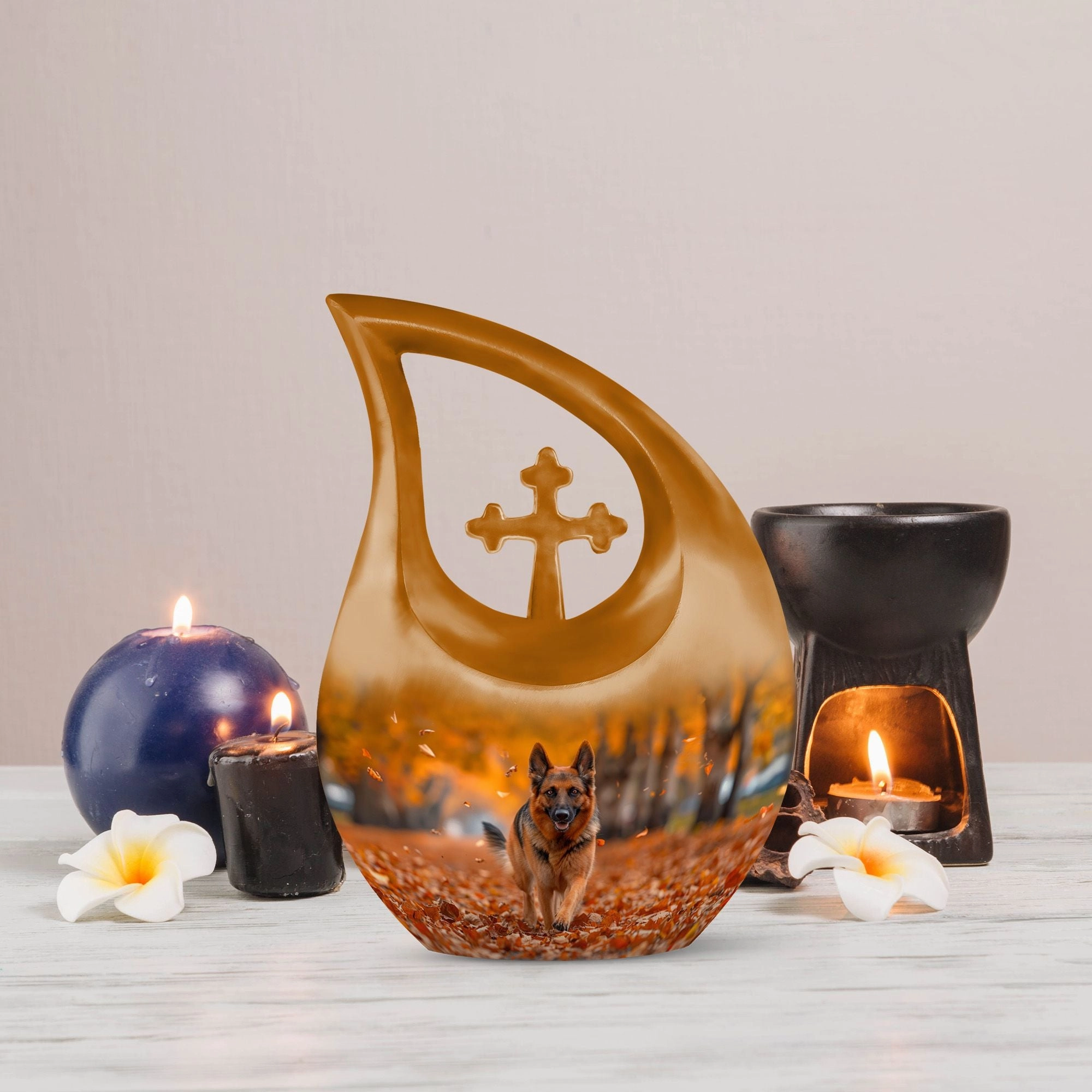 Autumn Canine Stroll Biodegradable Memorial Cremation Urn