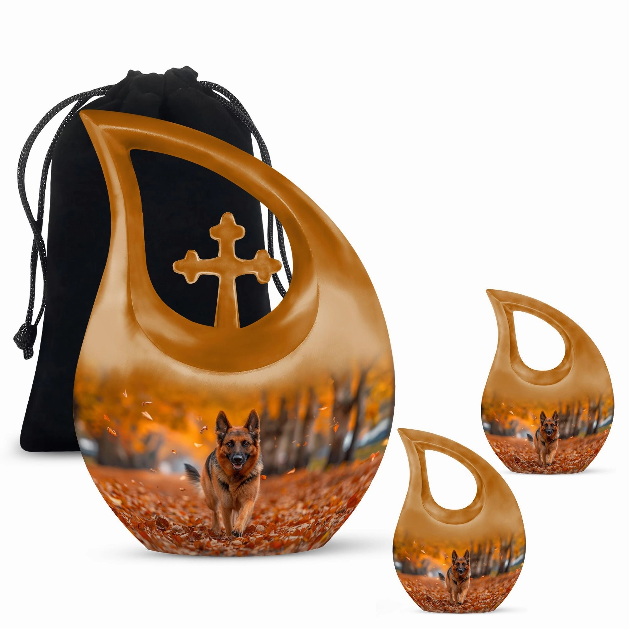 Autumn Canine Stroll Biodegradable Memorial Cremation Urn