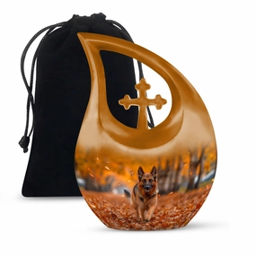 Autumn Canine Stroll Biodegradable Memorial Cremation Urn