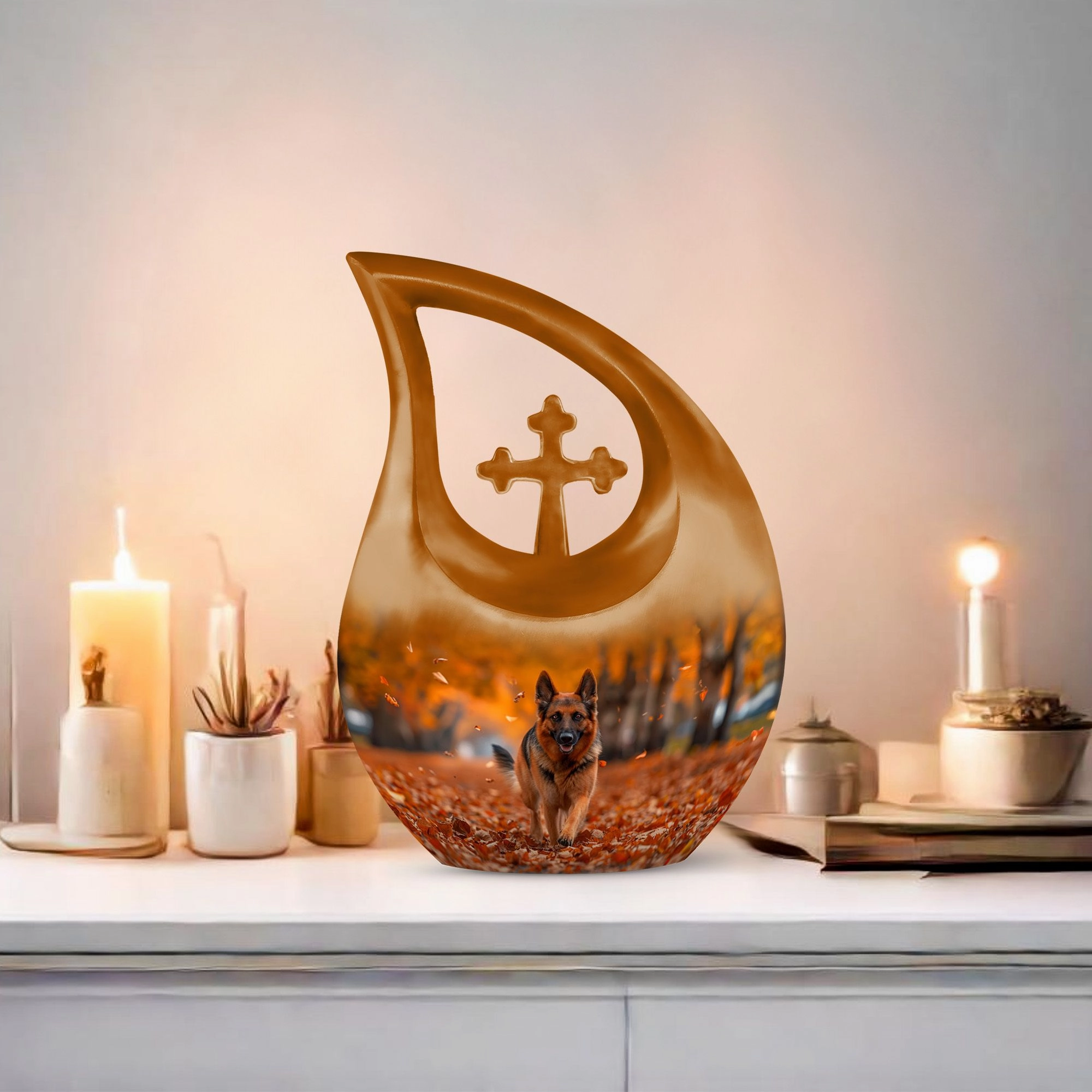 Autumn Canine Stroll Biodegradable Memorial Cremation Urn