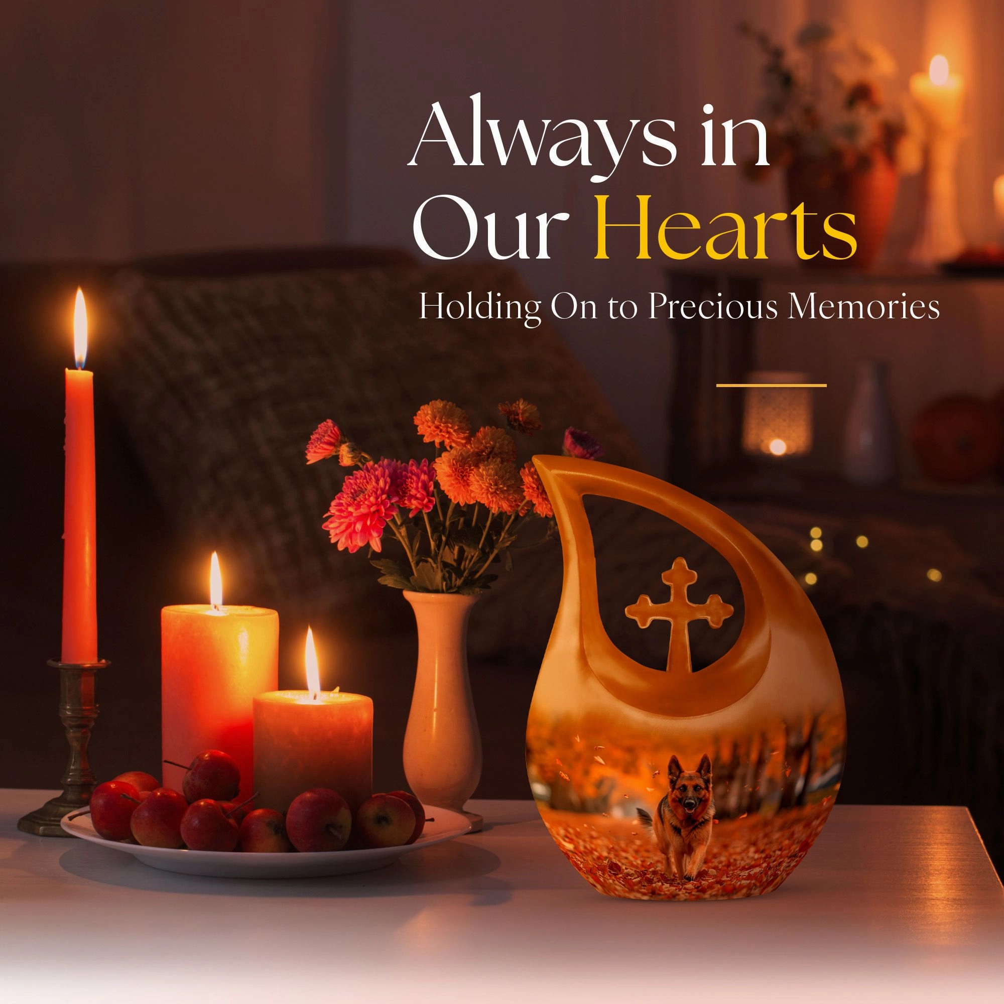 Autumn Canine Stroll Biodegradable Memorial Cremation Urn