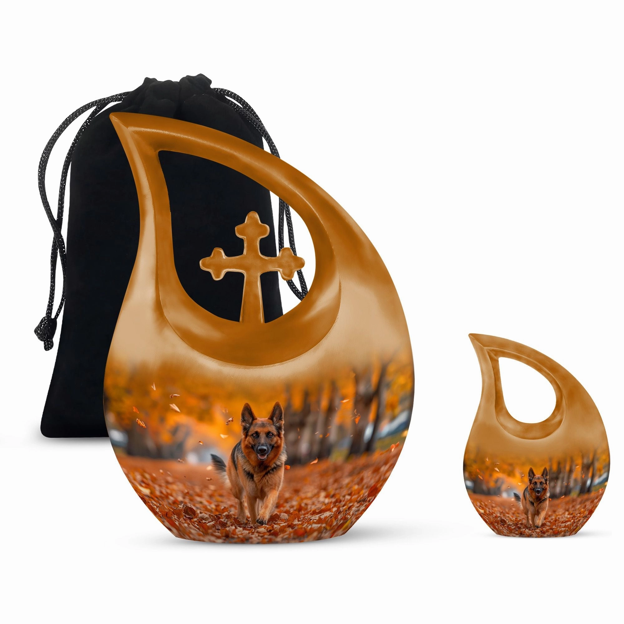 Autumn Canine Stroll Biodegradable Memorial Cremation Urn
