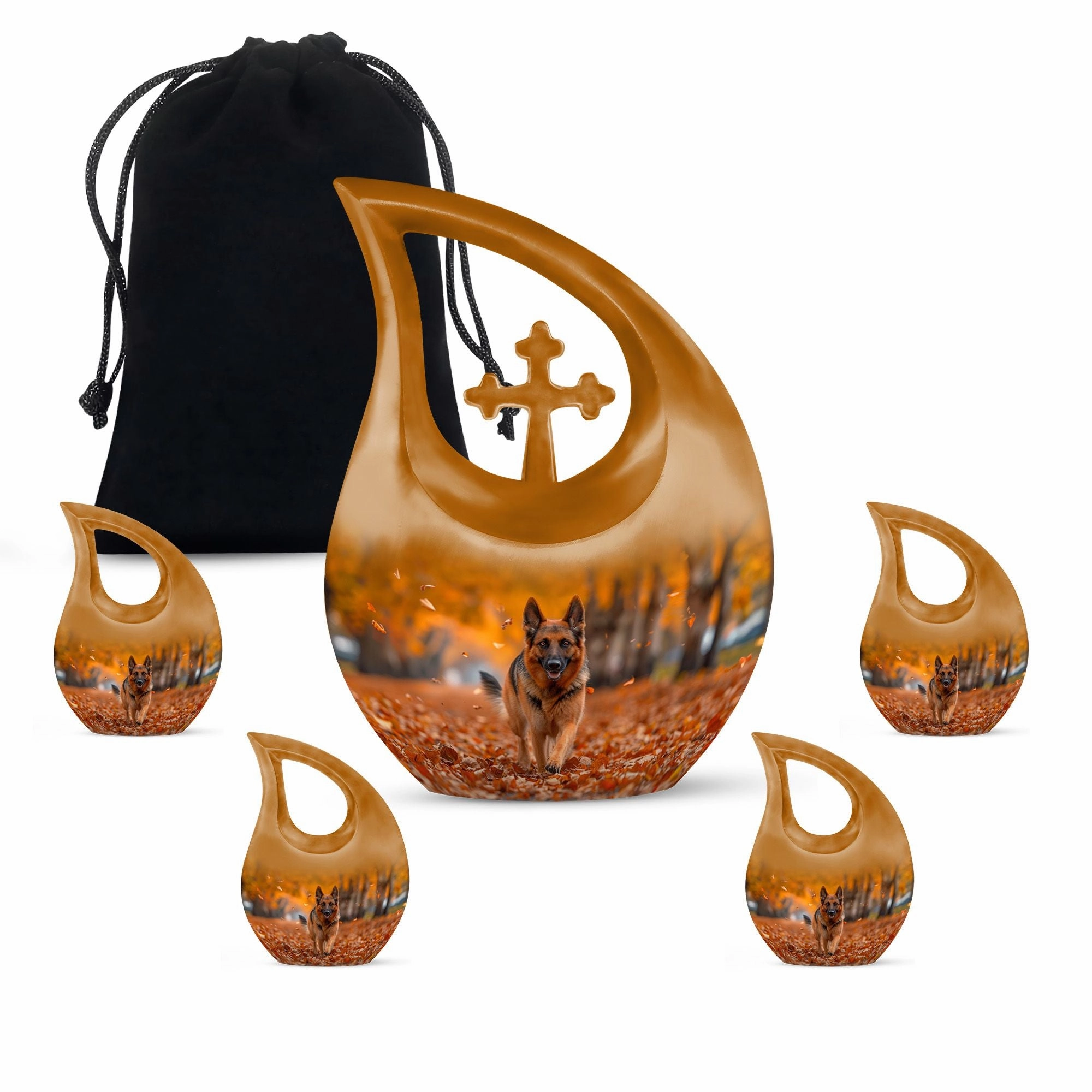 Autumn Canine Stroll Biodegradable Memorial Cremation Urn