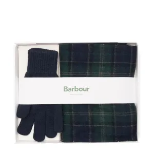 Barbour Tartan Scarf & Glove Gift Set Green Loch Tartan
