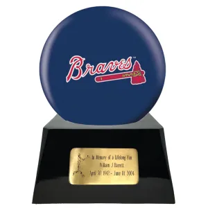 Baseball Cremation Urn with Optional Atlanta Braves Ball Decor and Custom Metal Plaque