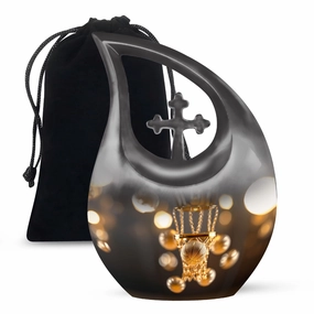 Basketball Urn With Cross Drop: Large Capacity Cremation Boxes for Adults