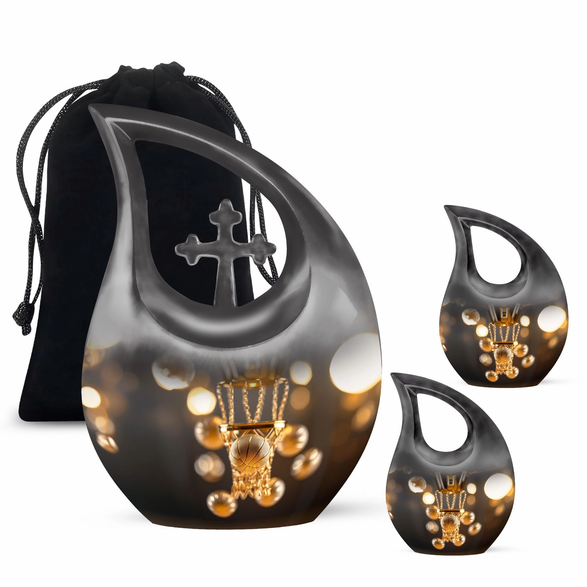 Basketball Urn With Cross Drop: Large Capacity Cremation Boxes for Adults