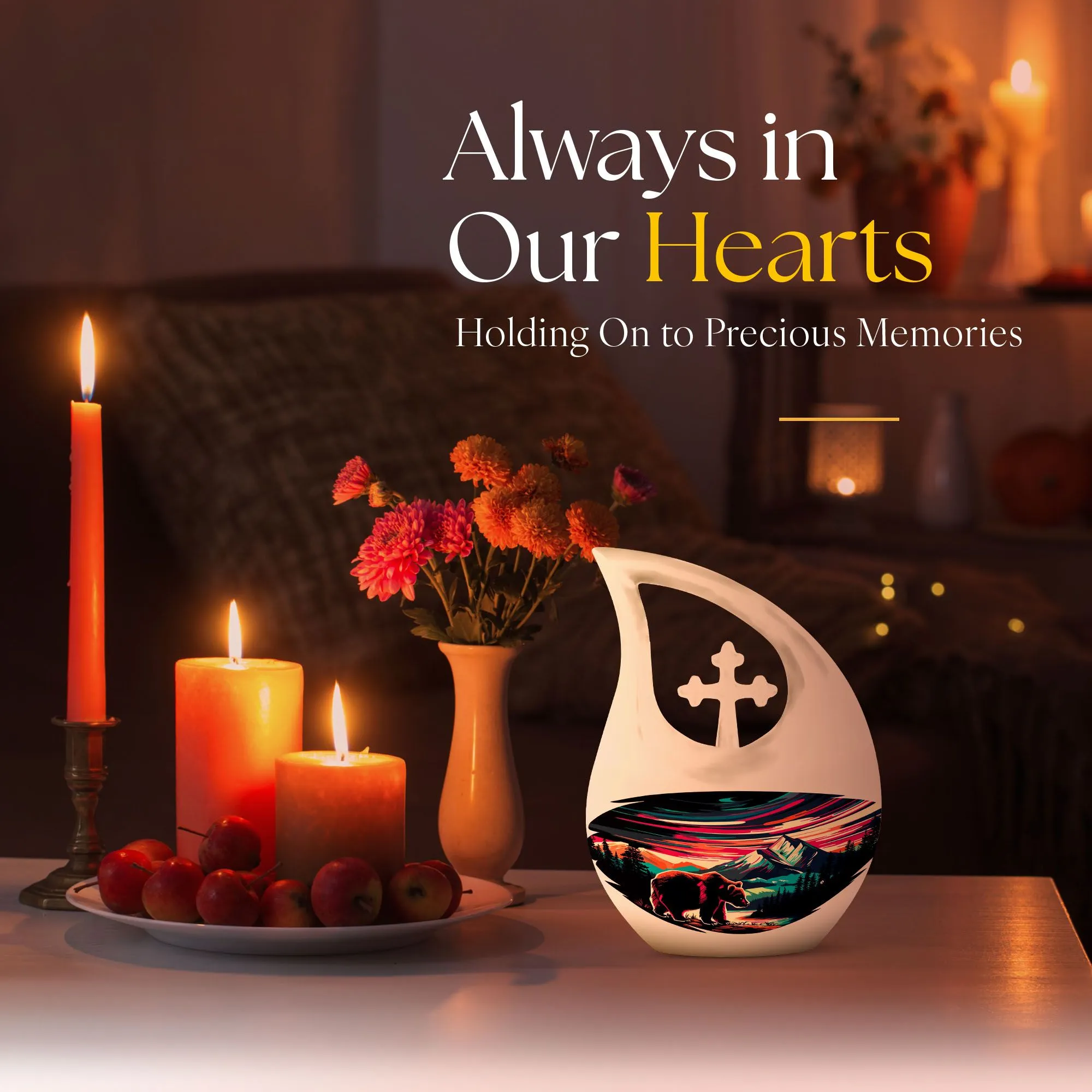 Bear Embellish Souvenir Cremation Urn For Human Ashes