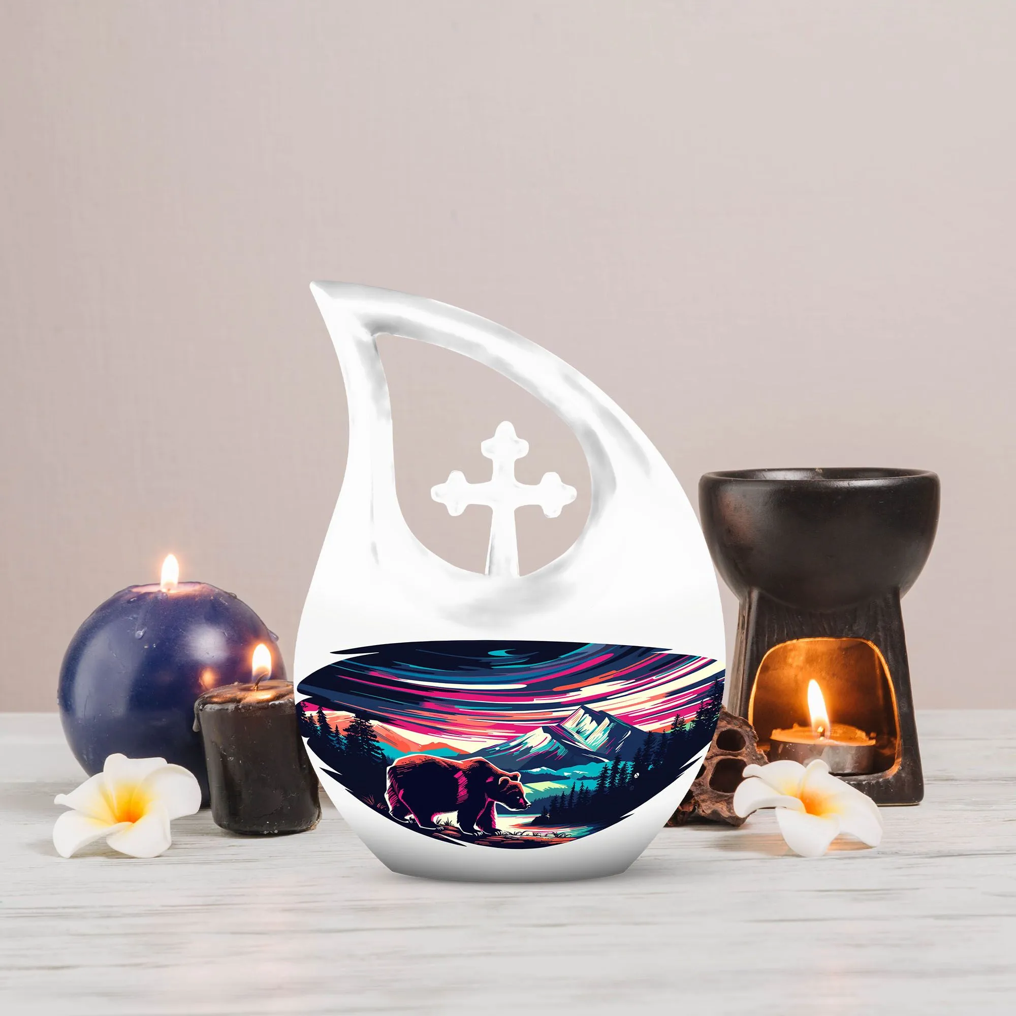 Bear Embellish Souvenir Cremation Urn For Human Ashes