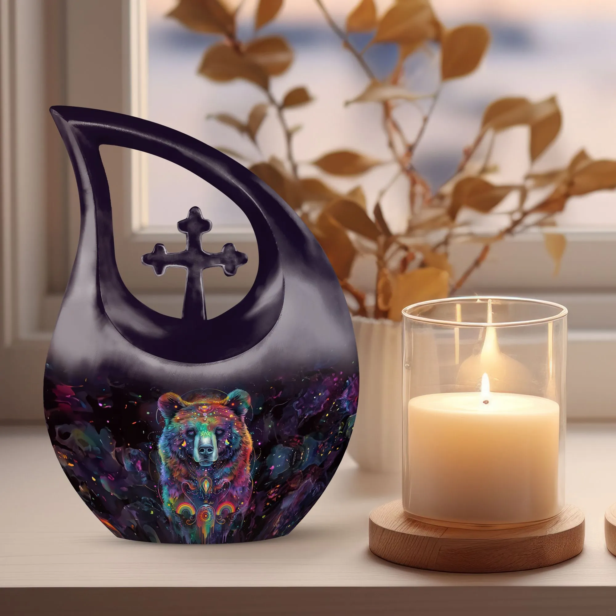 Bear Themed Custom Urn: Personalized Human Ash Remembrance Urn