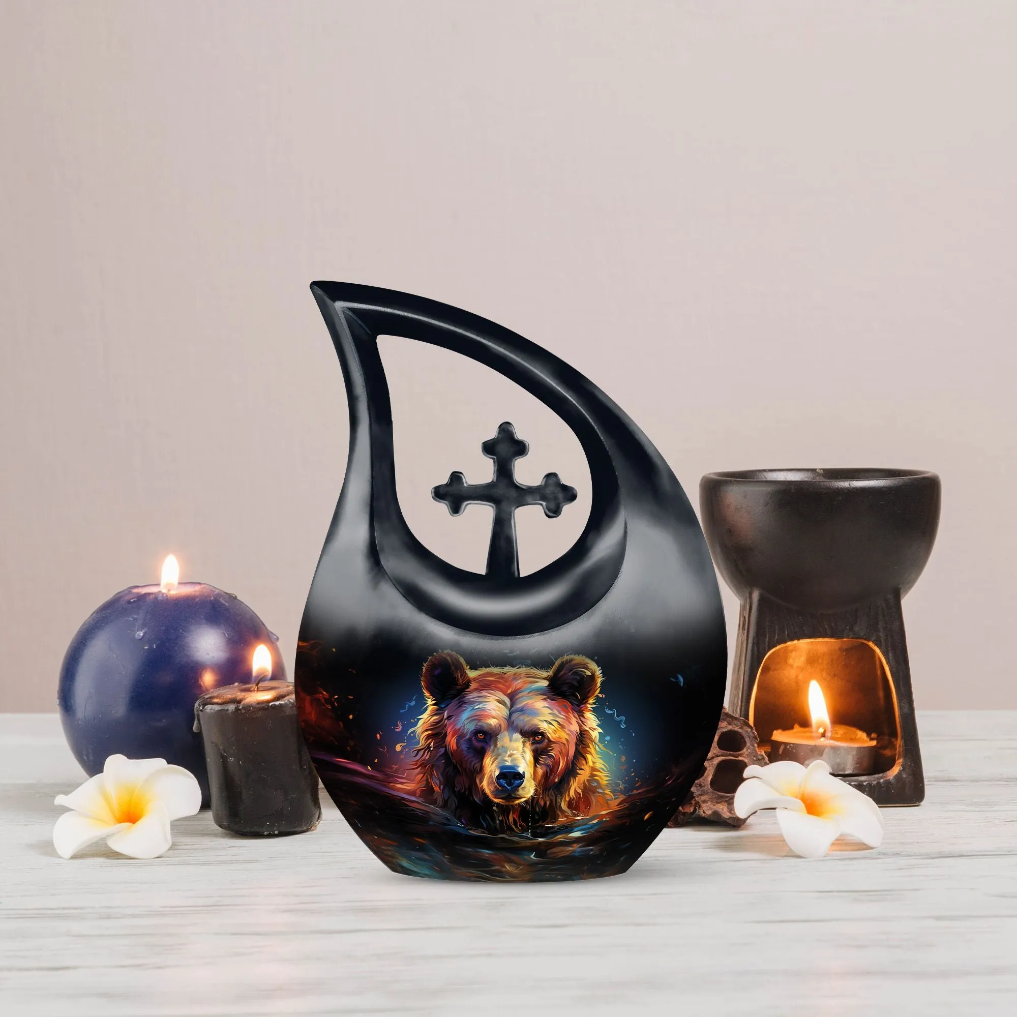 Bear Urn : Extra Large Metal Cremation Memorial Urn For Ashes
