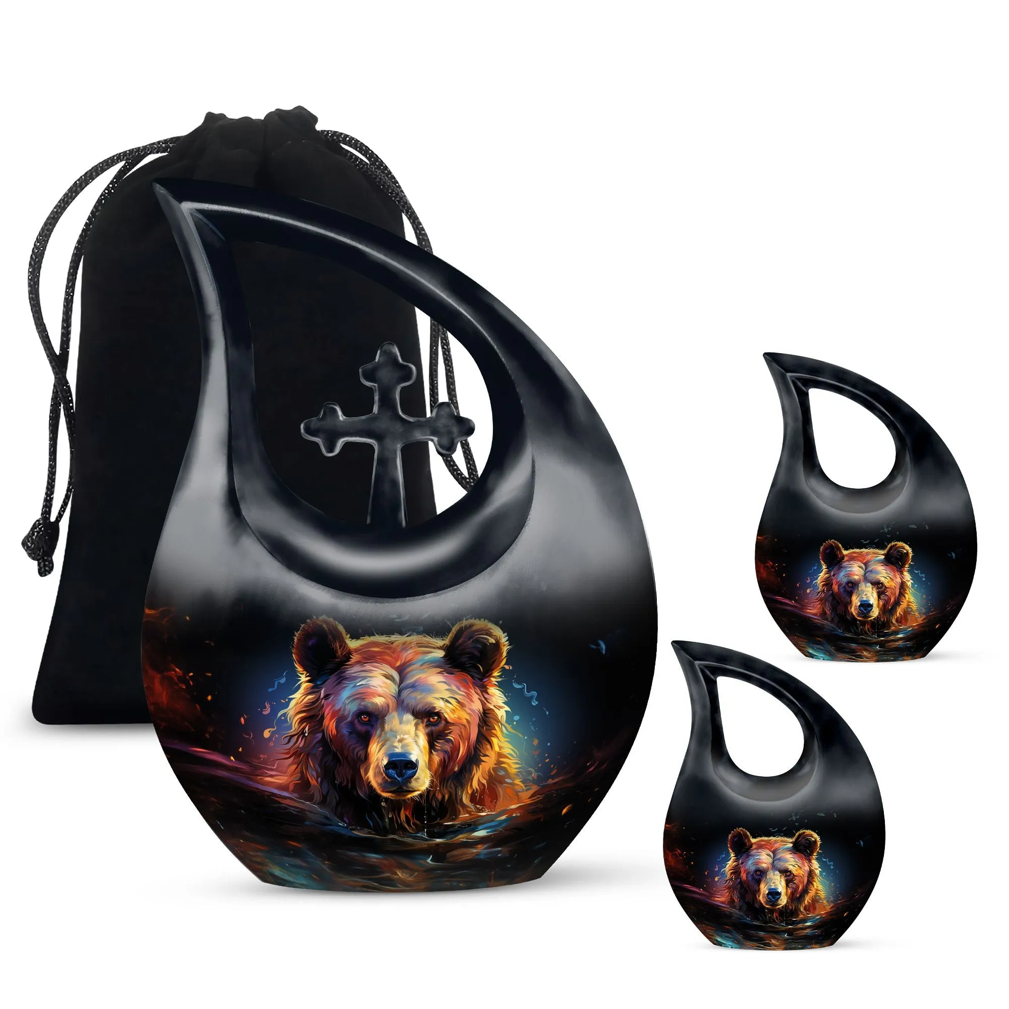 Bear Urn : Extra Large Metal Cremation Memorial Urn For Ashes