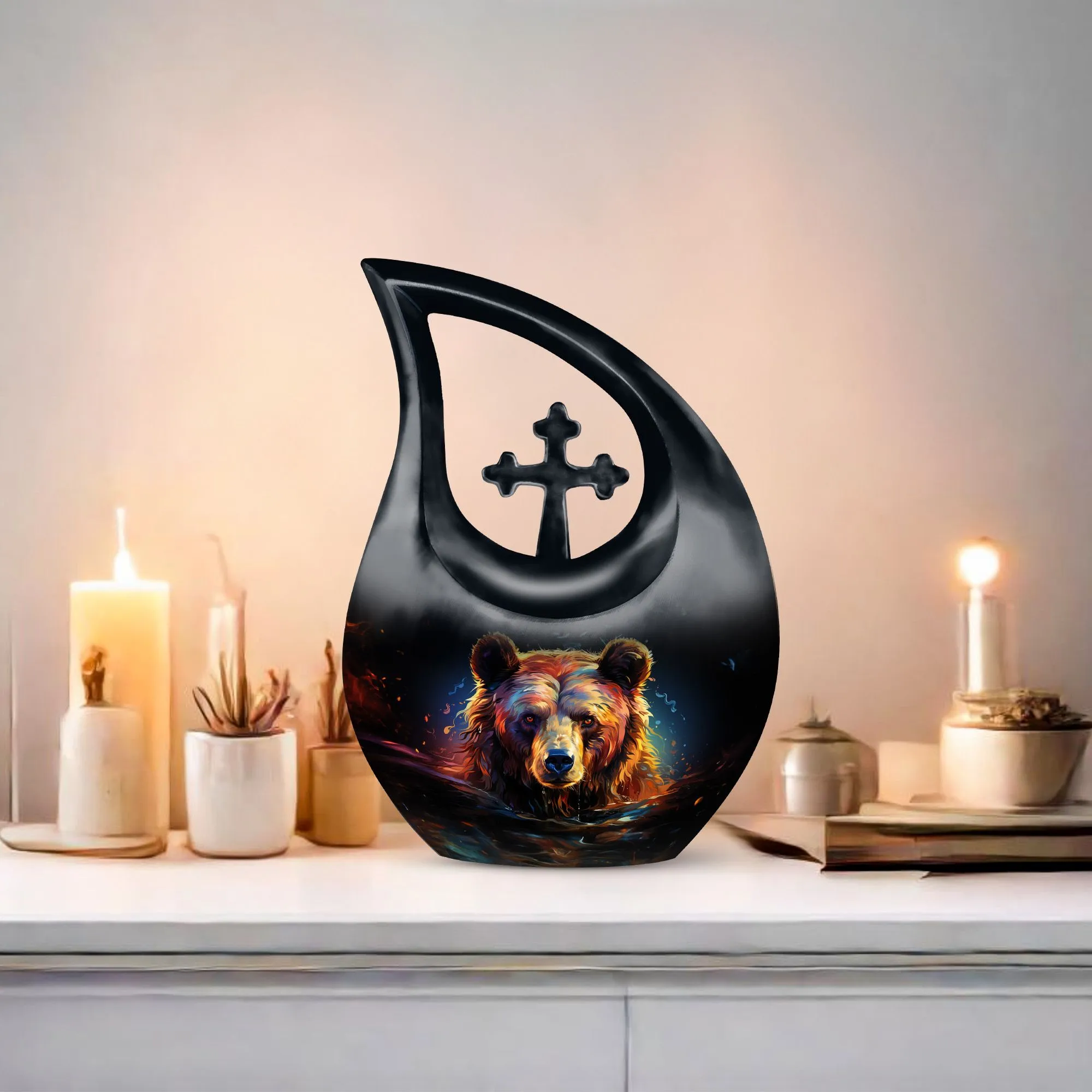 Bear Urn : Extra Large Metal Cremation Memorial Urn For Ashes