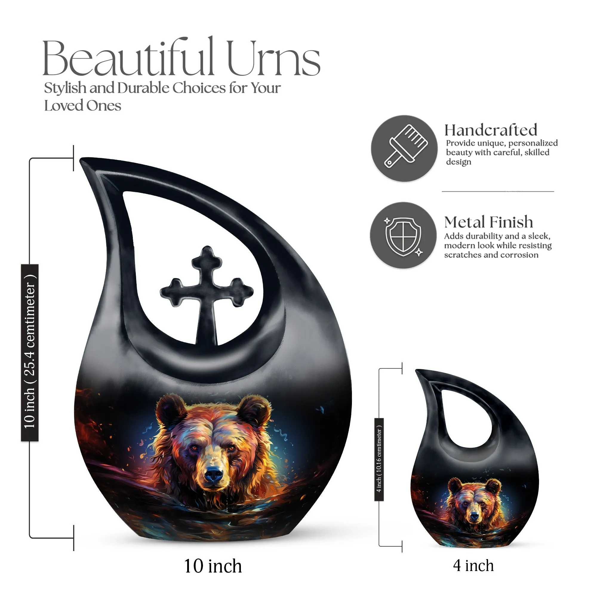Bear Urn : Extra Large Metal Cremation Memorial Urn For Ashes