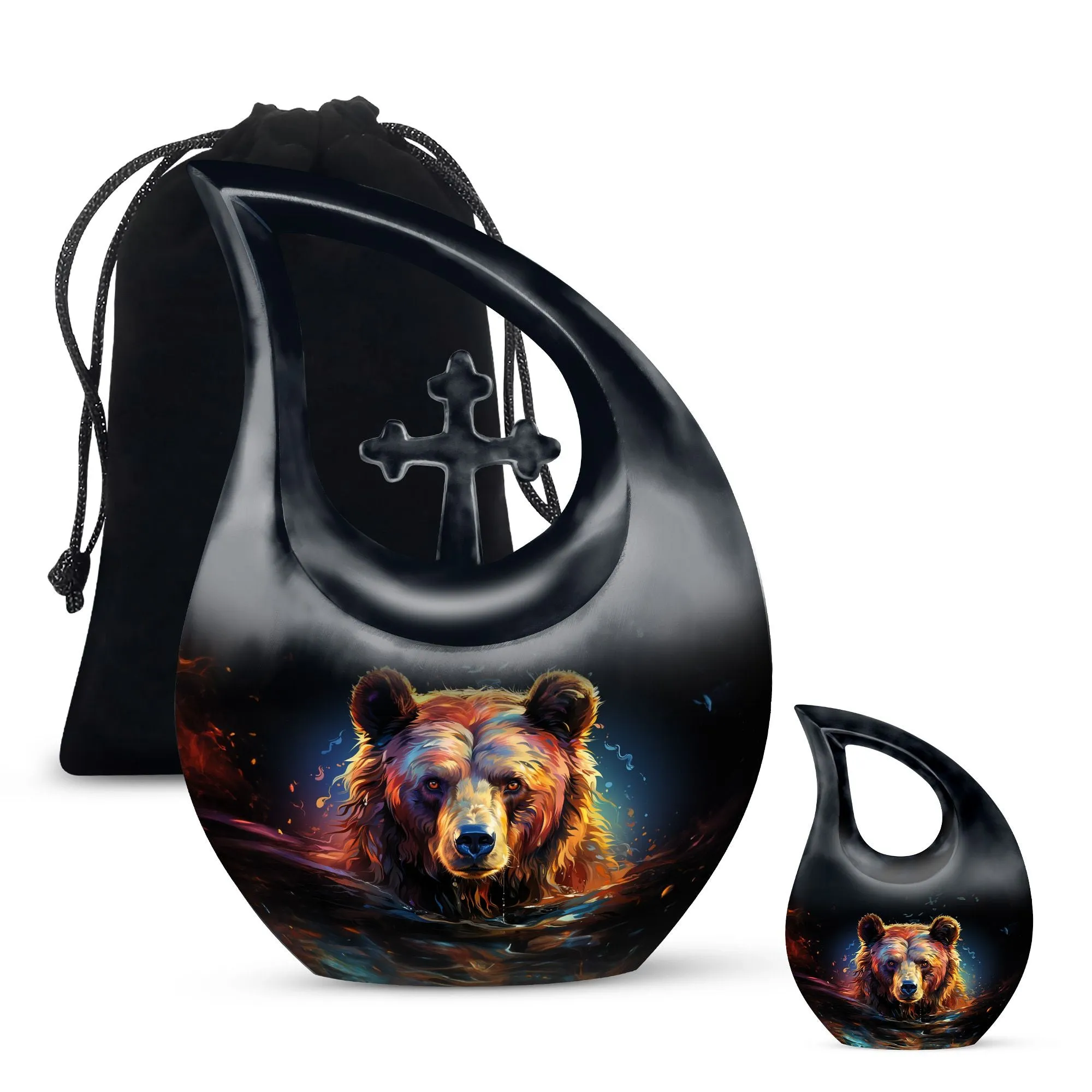 Bear Urn : Extra Large Metal Cremation Memorial Urn For Ashes