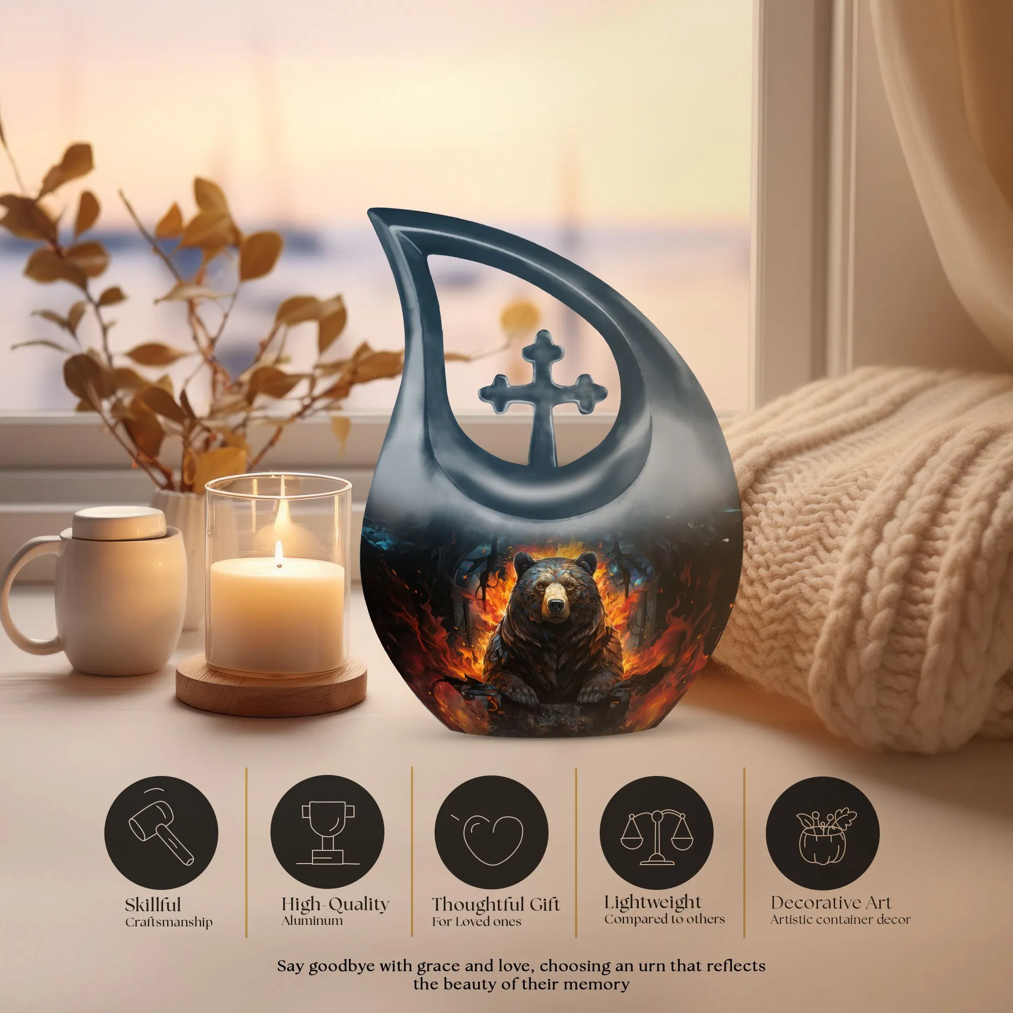 Bear Urn, Personalized Small Cremation Urn For Human Ashes