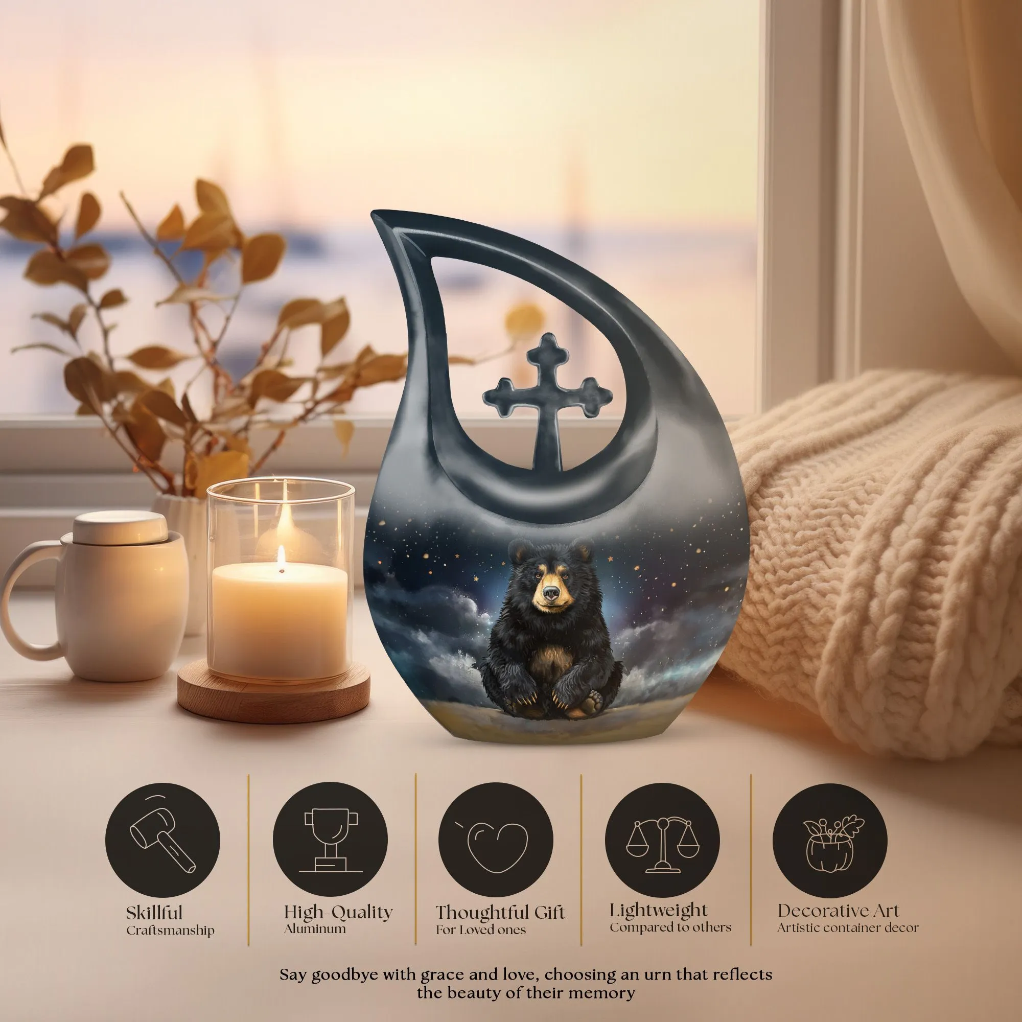 Bear Urn -  Personalized Small Cremation Urn For Human Ashes
