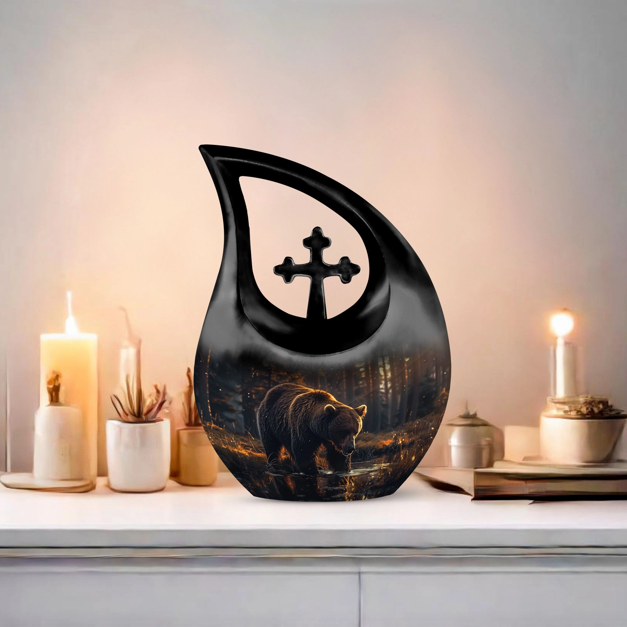 Bear Urn : Extra Large Metal Cremation Memorial Urn For Ashes