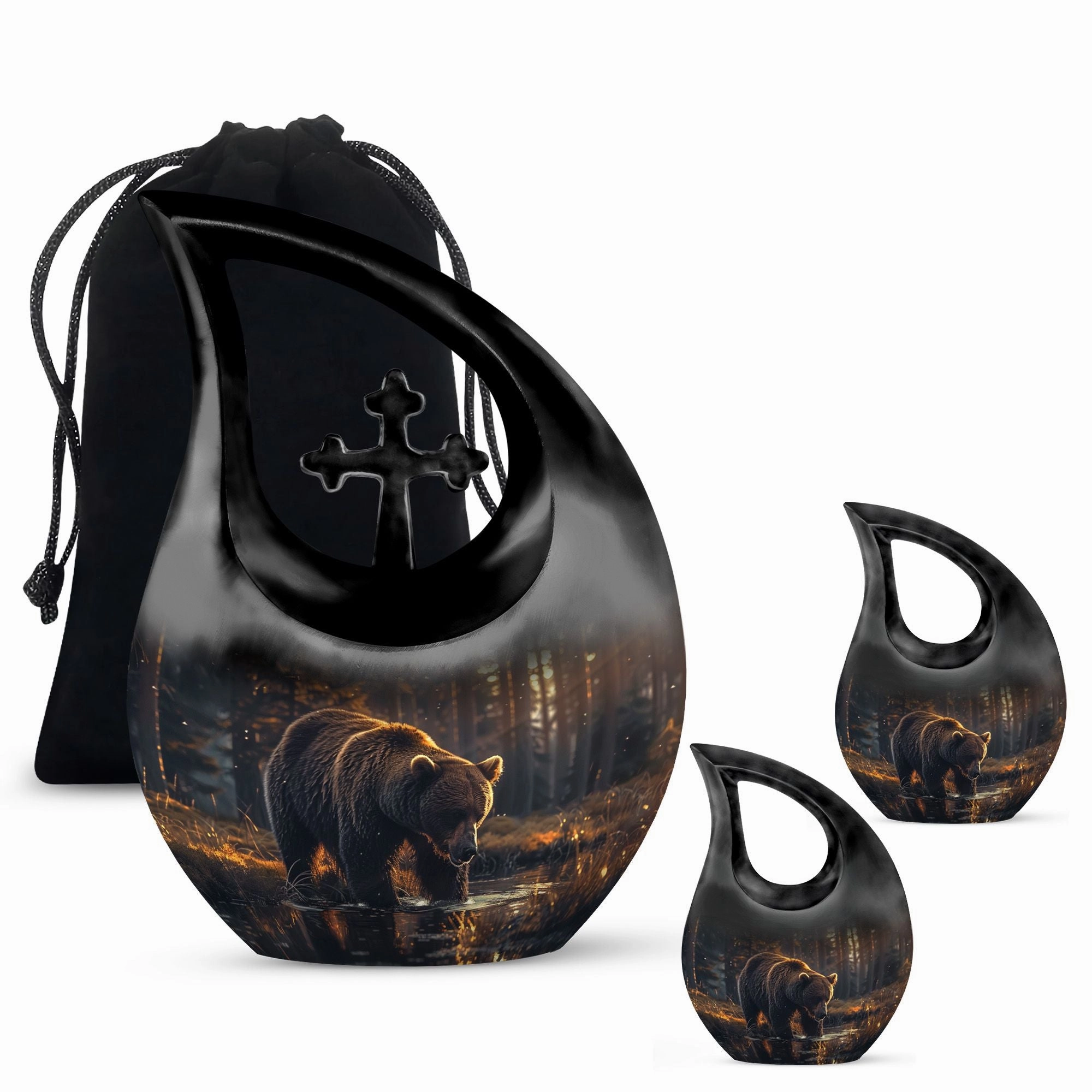 Bear Urn : Extra Large Metal Cremation Memorial Urn For Ashes