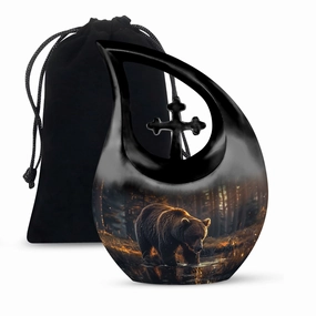 Bear Urn : Extra Large Metal Cremation Memorial Urn For Ashes