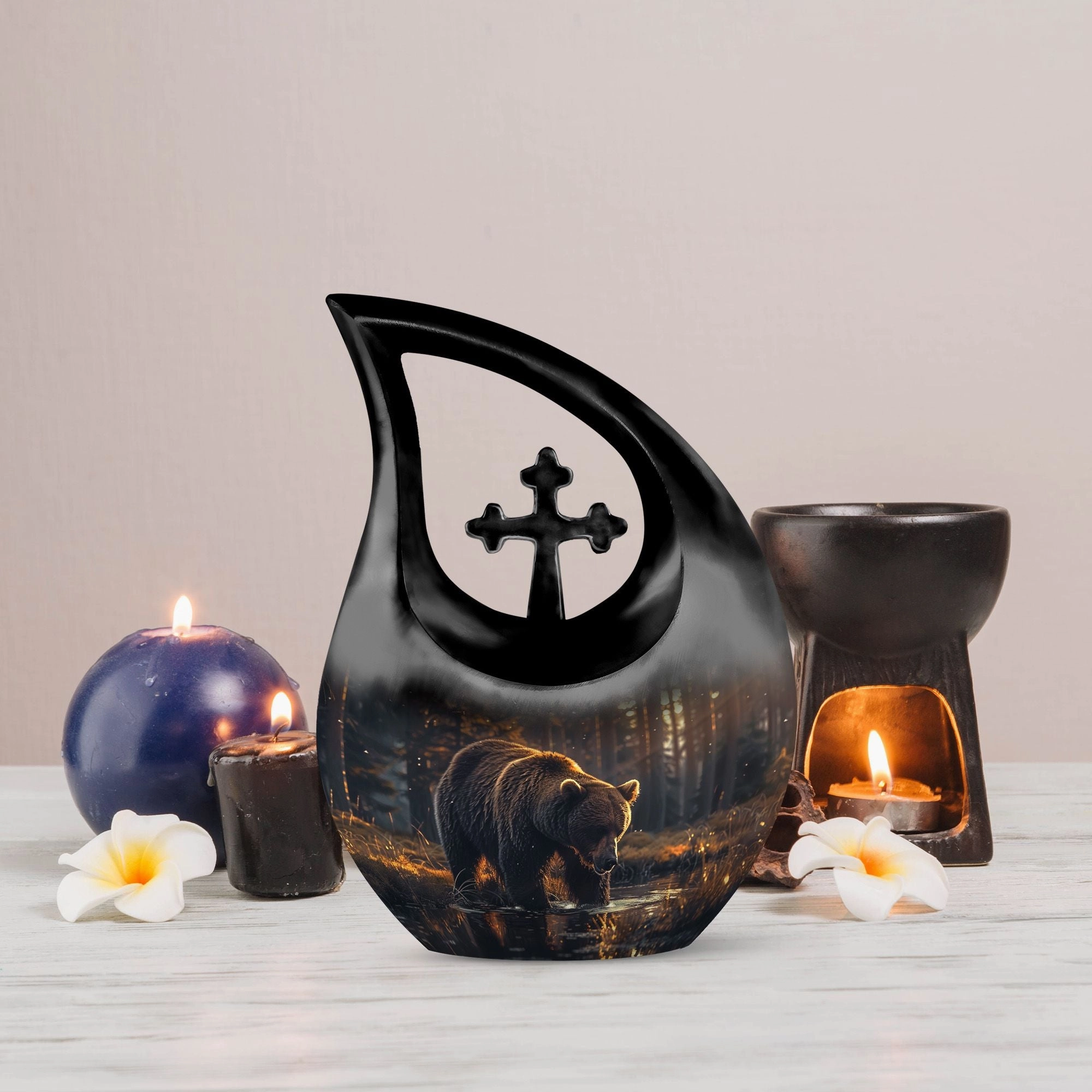 Bear Urn : Extra Large Metal Cremation Memorial Urn For Ashes
