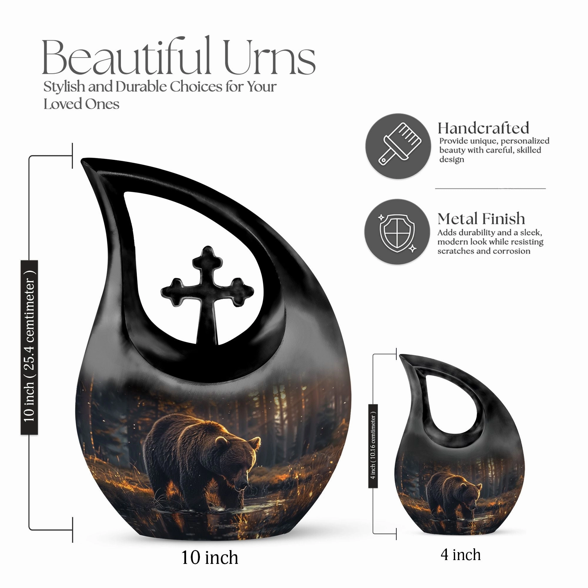 Bear Urn : Extra Large Metal Cremation Memorial Urn For Ashes