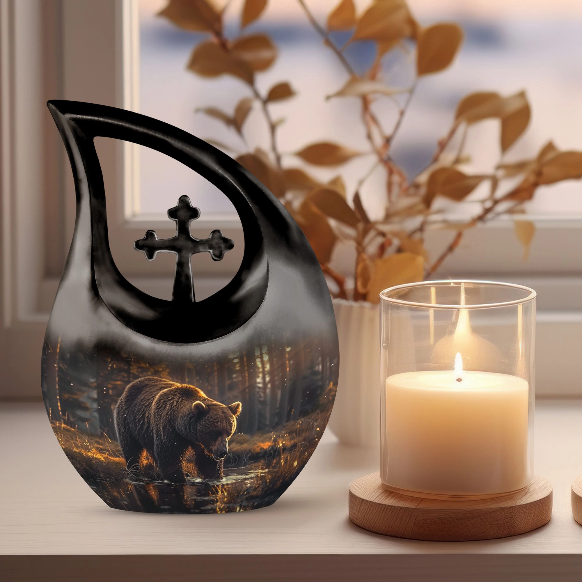 Bear Urn : Extra Large Metal Cremation Memorial Urn For Ashes