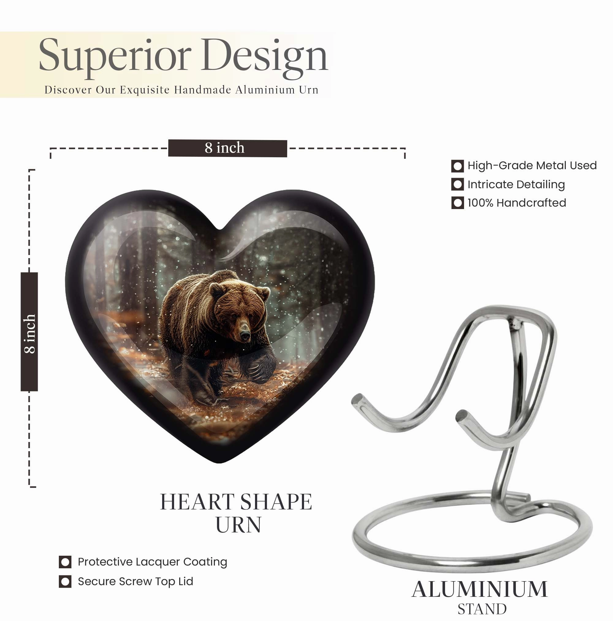 Bear Urn - Large Aluminium Human Ash Holder